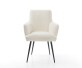 Chaise-de-salle-à-manger Heira-Flex avec accoudoirs bouclé blanc 4 pieds coniques noir ressorts ensachés 1